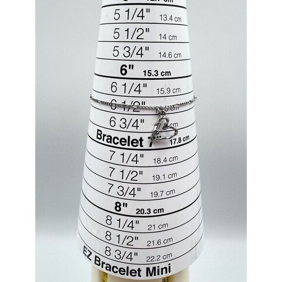 Marc Jacobs Delicate Silver Tone Figaro Heart Charm Rhinestone Love Bracelet - Picture 7 of 9